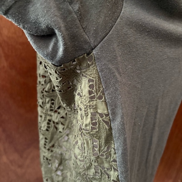 SACAI sz 1 S Dark Olive Green Star Lace Back Pocket T Shirt Tee Short Sleeve - Picture 9 of 12